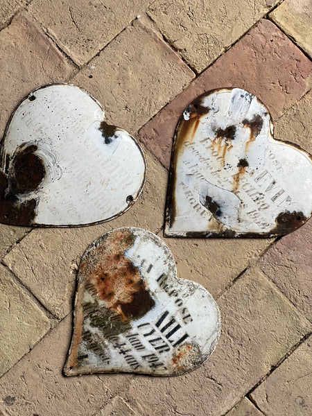 Sweet Collection of Vintage Worn Memorial Hearts