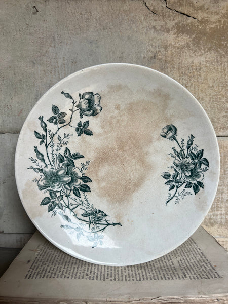 Floral Transferware Raised Dish