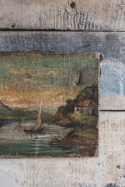 French Boat Painting on Canvas