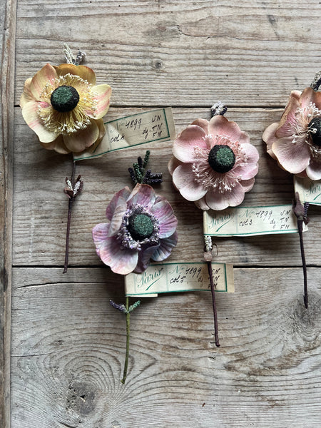 Antique French Anemone Fabric Flowers