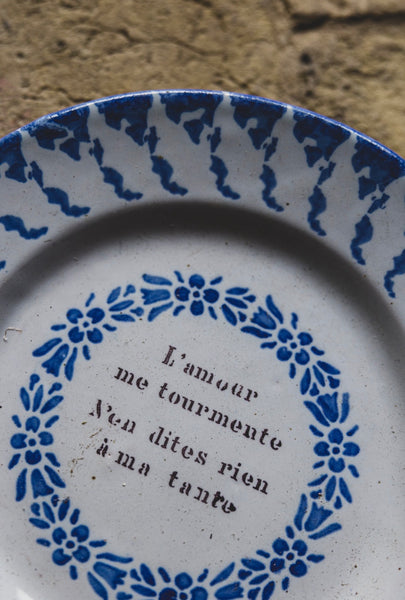 Antique French Quote Plate