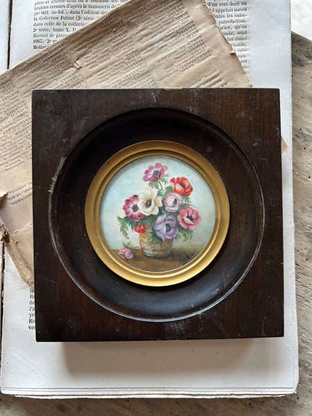 Miniature Framed Floral Oil Painting