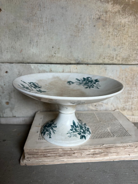 Floral Transferware Raised Dish