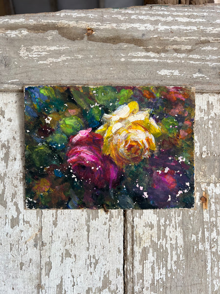 Beautiful French Floral Oil on Board