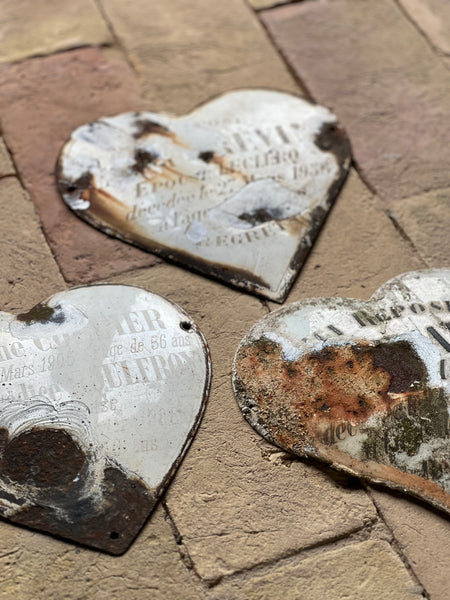 Sweet Collection of Vintage Worn Memorial Hearts