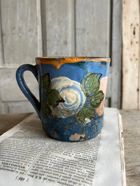 Large Folk Art Antique Mug