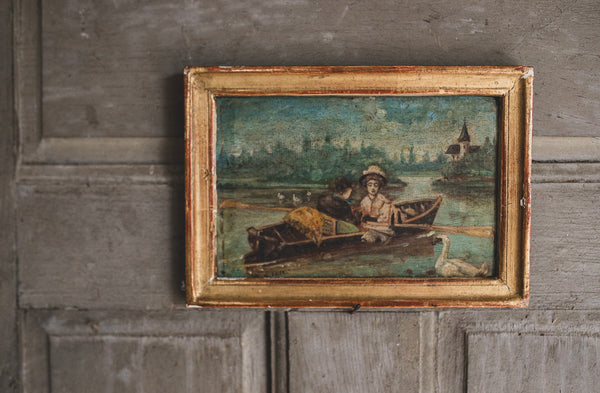 Antique French Boating Painting
