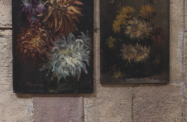 Beautiful French Floral Oil on Board 1903