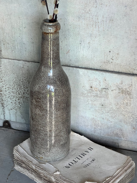French Vintage Stoneware Cider Bottle