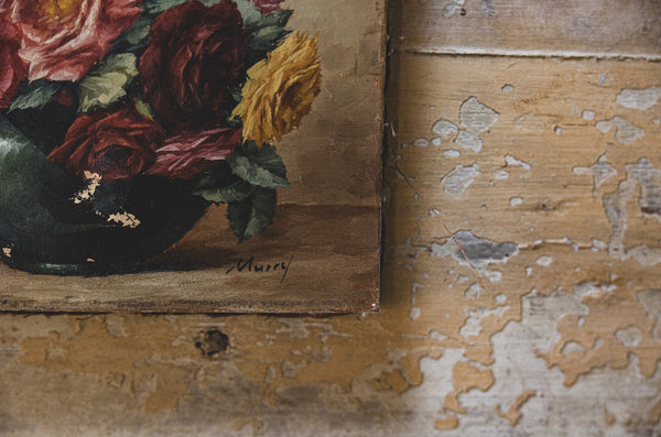 French Floral Oil on Canvas