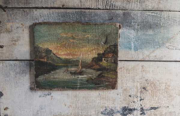 French Boat Painting on Canvas