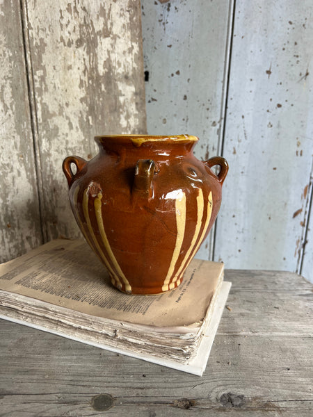 Small Rustic Glazed Earthenware Pot