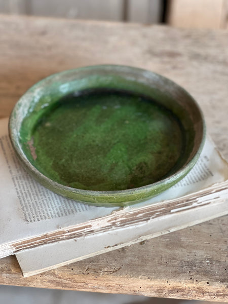 Antique Green Provençal Dish