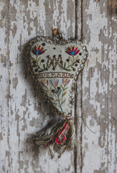 Antique Italian Ave Maria Decorative Heart 1820