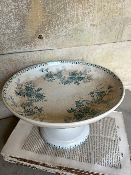 French Floral Transferware raised dish