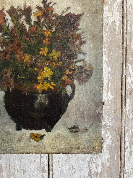 Beautiful Dark French Floral Oil on Canvas