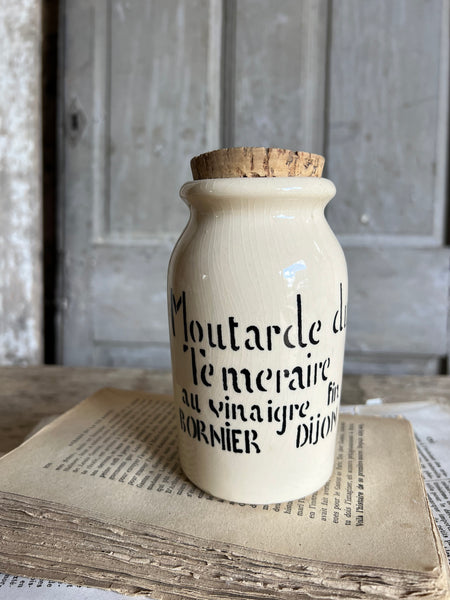 French Stoneware Moutarde de Te Meraire Mustard Jar