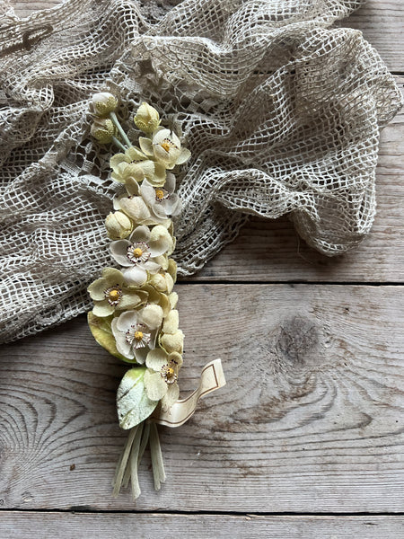 Antique French Fabric Floral Sprig