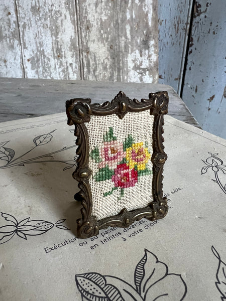 Vintage French Framed Embroidery