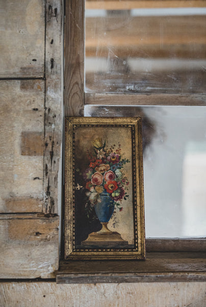 Beautiful French Floral Oil on Board
