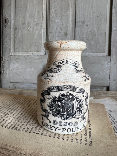 Branded Rustic French Stoneware Mustard Jar