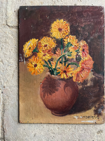 Beautiful Vintage Floral on Board