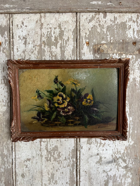 Beautiful Shabby Chic Framed French Floral Pansy