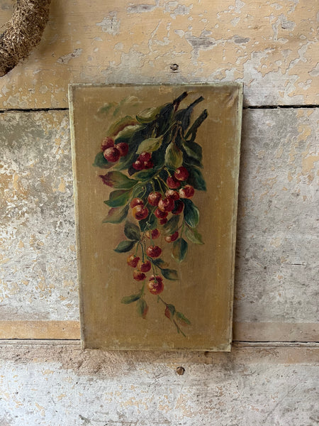 Vintage French Fruit Oil on Canvas