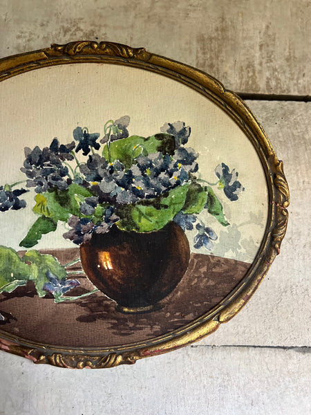 French Framed Vintage Floral Painting
