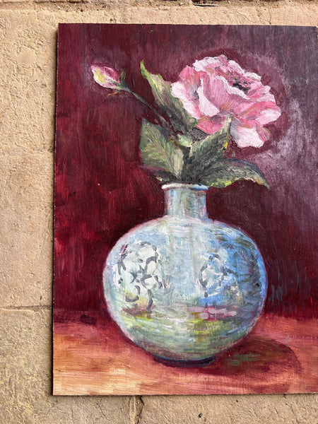 Beautiful Vintage Floral on Board
