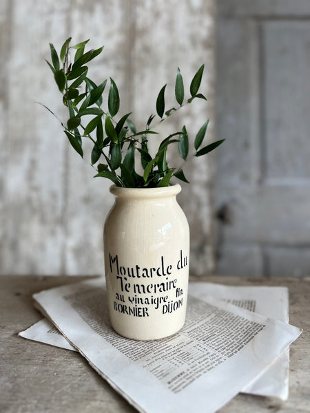 French Stoneware Moutarde de Te Meraire Mustard Jar