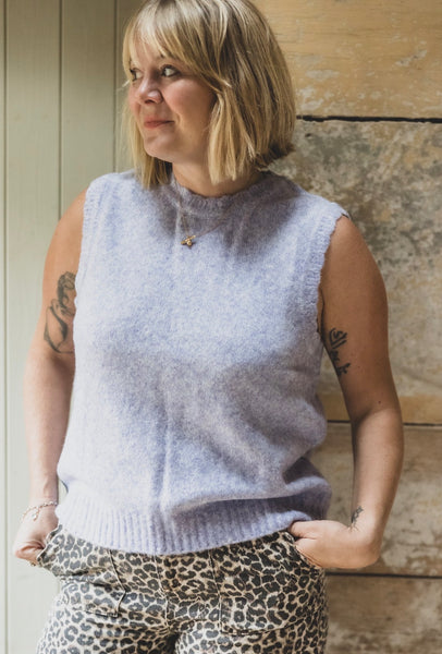 Saige by Nomads Scallop Lilac Knit Tank
