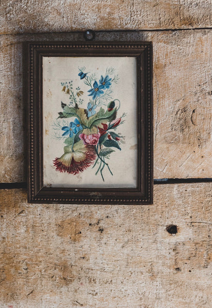 Sweet Framed French Vintage Painting