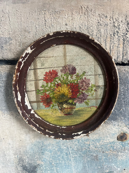Small Framed French Floral Oil Painting