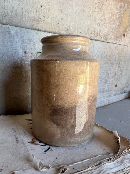 Large Antique Crazed Churn