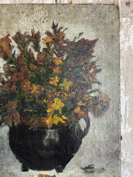 Beautiful Dark French Floral Oil on Canvas