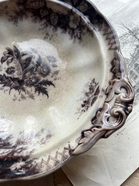 French Transferware Crazed Dish