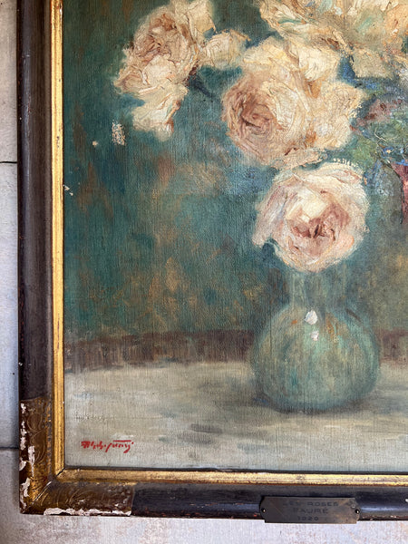 Beautiful Framed French Floral Oil