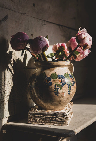 Painted Vintage French Handled Pot