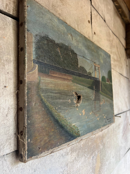 Rustic French Vintage Landscape Painting