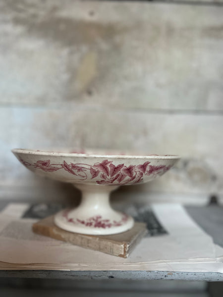 Beautiful French Floral Transferware raised dish