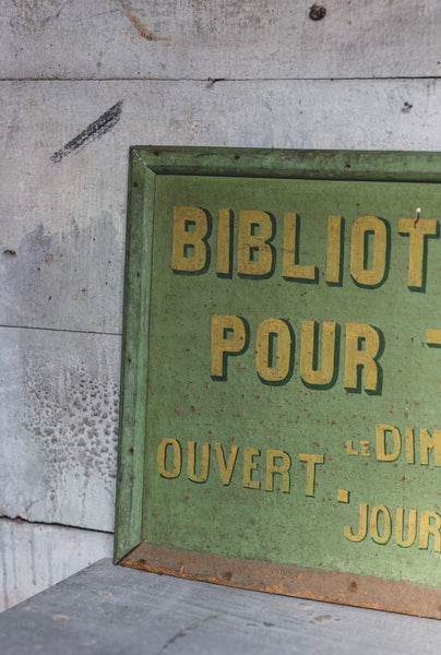 Vintage French Library Sign