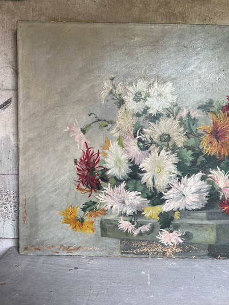 Large Floral Oil Painting on Canvas