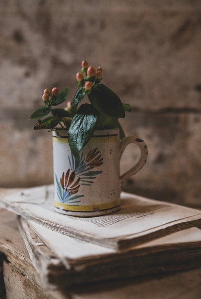 Large Folk Art Antique Mug