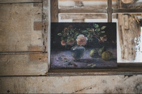 Antique French Floral Painting on Board