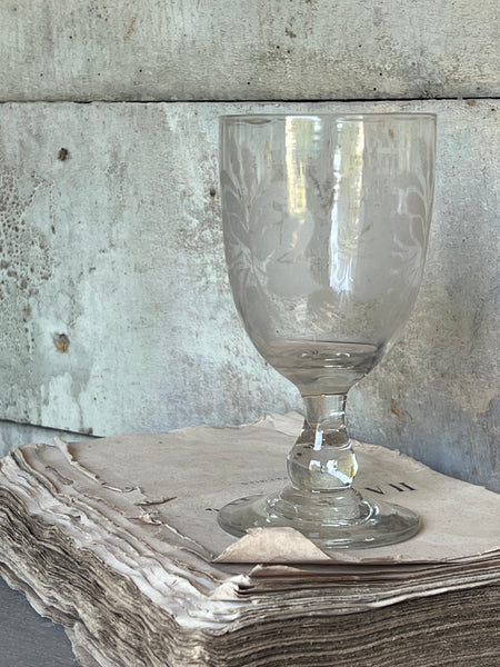 Vintage French Etched Floral Glass