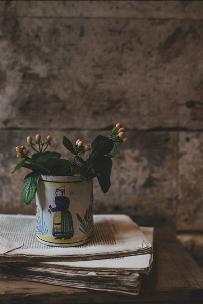 Large Folk Art Antique Mug