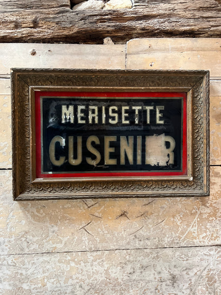 Antique French Glass Sign