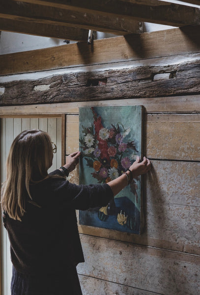 Large Floral Oil Painting on Canvas