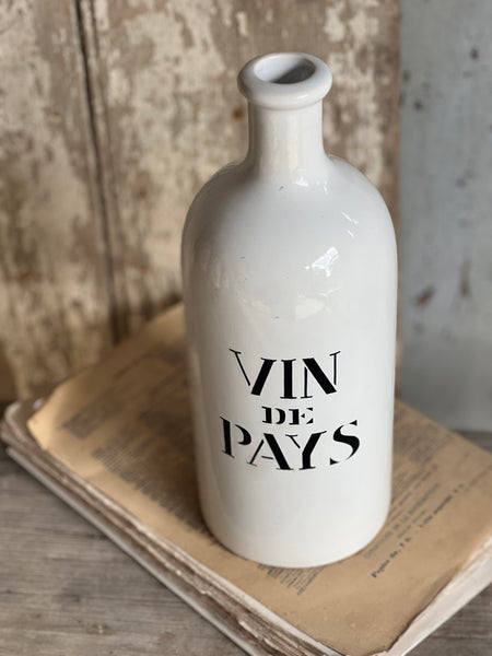 Vintage Vin de Pays Transferware Bottle